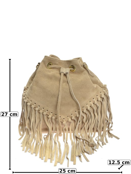Roberta M Beige Cowhide Leather Bag - Image 6