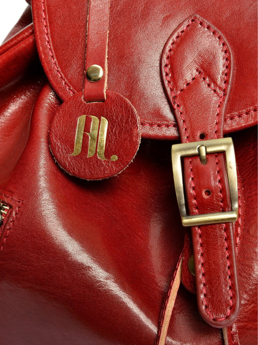 Anna Luchini Rood Rundleer Tas - Image 3