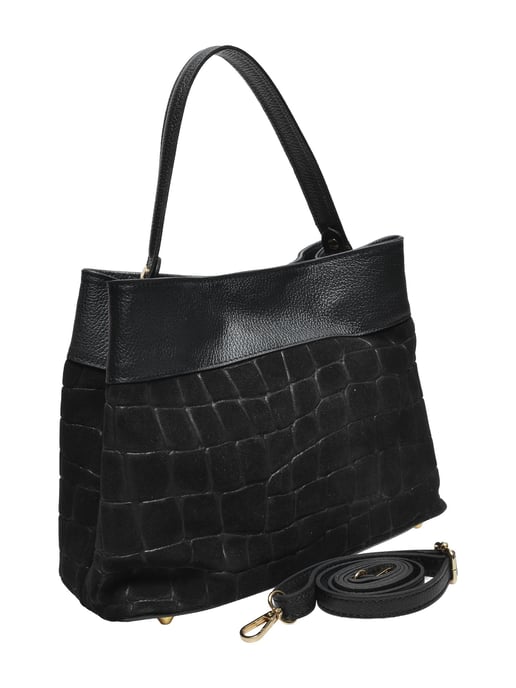 Anna Luchini Zwart Rundleer Tas - Image 2