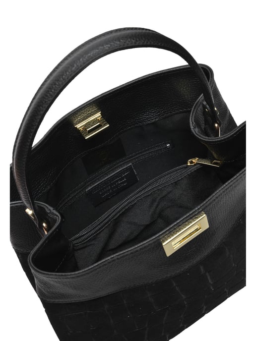 Anna Luchini Zwart Rundleer Tas - Image 4