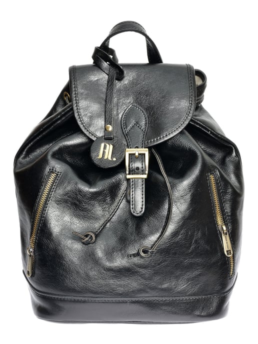 Anna Luchini Zwart Rundleer Tas - Image 1