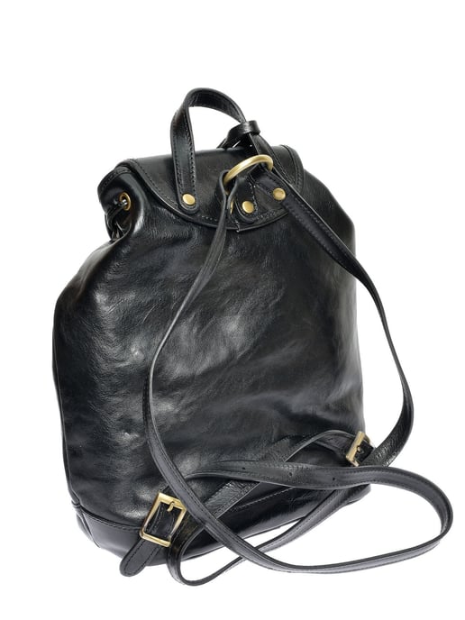 Anna Luchini Zwart Rundleer Tas - Image 2