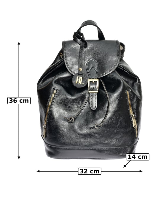 Anna Luchini Zwart Rundleer Tas - Image 6