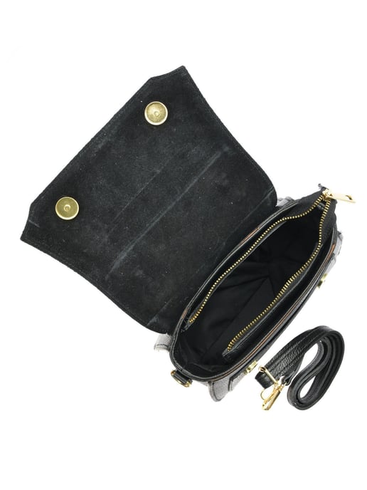 Isabella Rhea Black Cowhide Leather Bag - Image 4