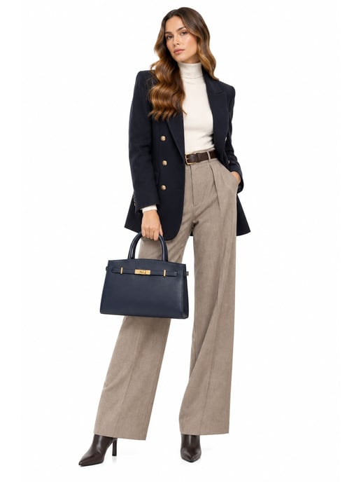 Isabella Rhea Blue Cowhide Leather Bag - Image 5