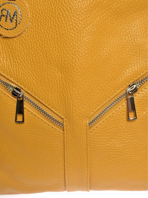 Roberta M Mustard Cowhide Leather Bag - Image 3