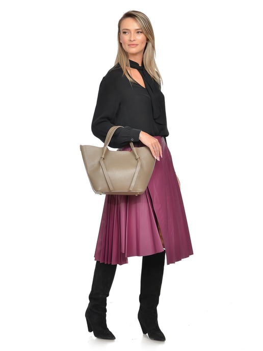 Isabella Rhea Beige Cowhide Leather Bag - Image 5