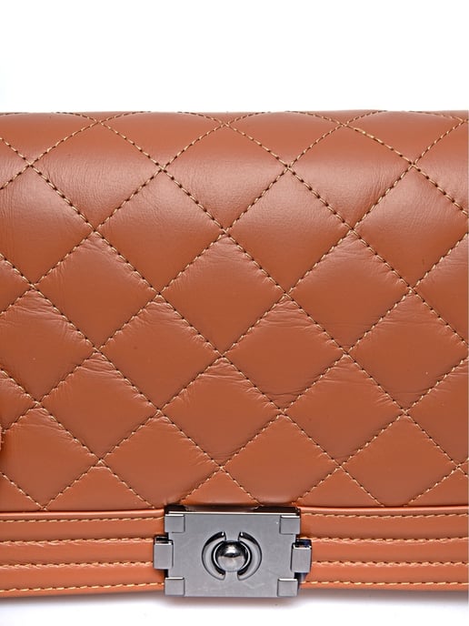 Anna Luchini Brown Rundleer Tas - Image 3