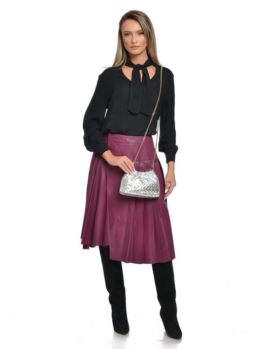 Anna Luchini Silver Cowhide Leather Bag - Image 3