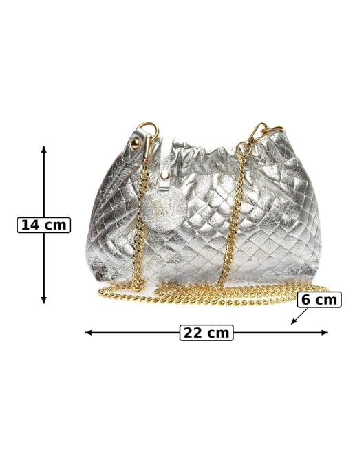 Anna Luchini Silver Cowhide Leather Bag - Image 4
