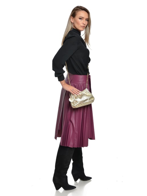 Anna Luchini Gold Cowhide Leather Bag - Image 5