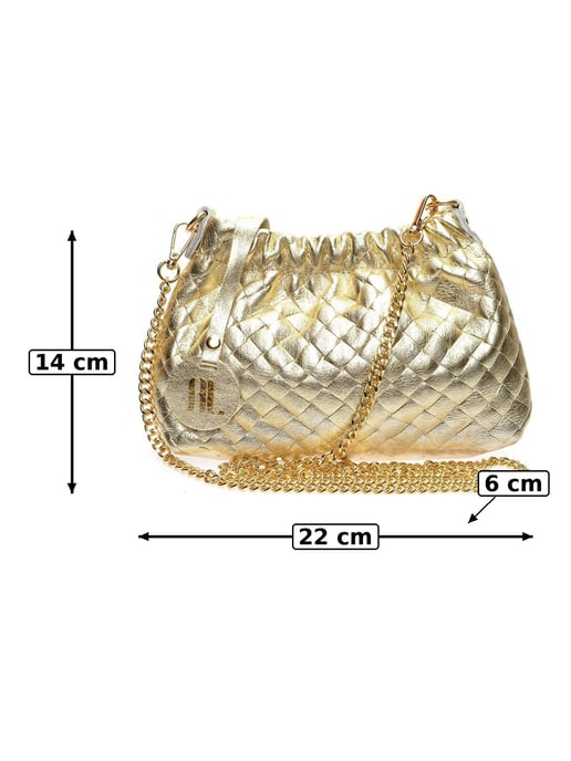 Anna Luchini Gold Cowhide Leather Bag - Image 6