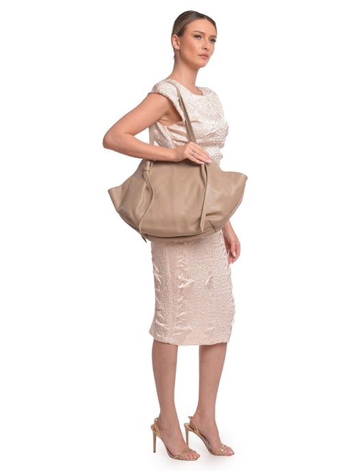 Roberta M Beige Rundleer Tas - Image 5
