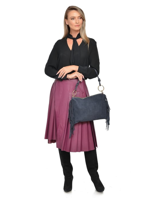 Isabella Rhea Blauw Rundleer Tas - Image 5