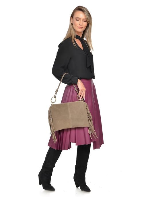 Isabella Rhea Beige Rundleer Tas - Image 5
