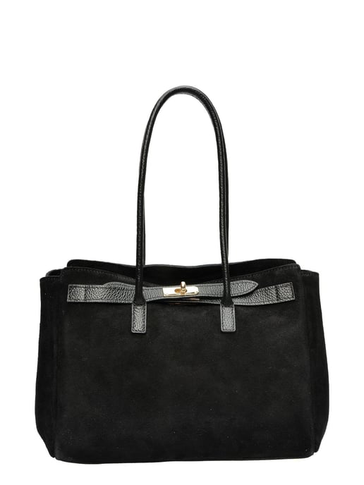 Isabella Rhea Black Cowhide Leather Bag - Image 1