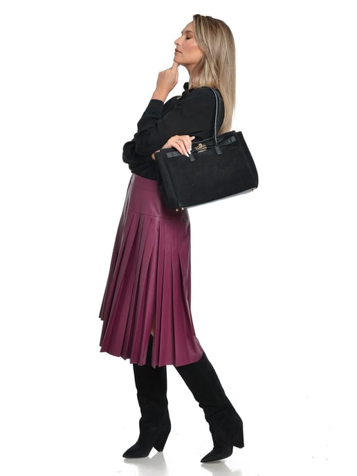 Isabella Rhea Black Cowhide Leather Bag - Image 5