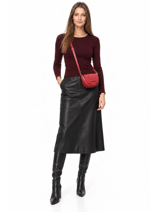 Anna Luchini Rood Rundleer Tas - Image 6