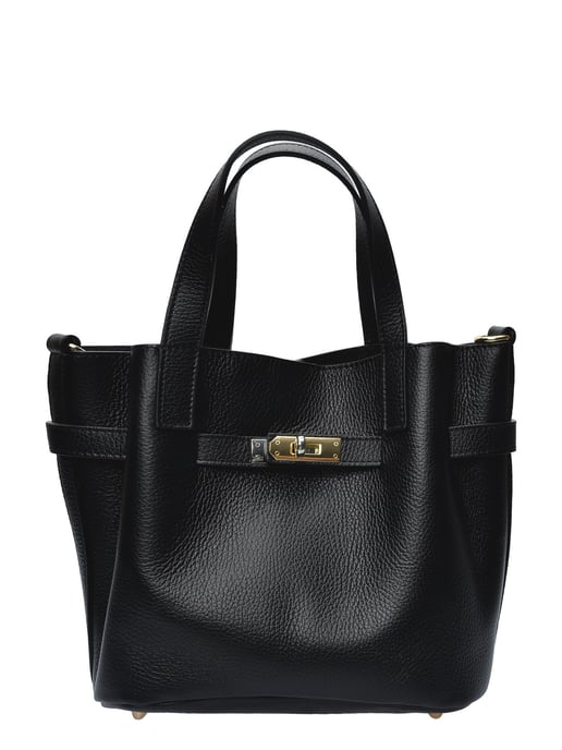 Isabella Rhea Black Cowhide Leather Bag - Image 1