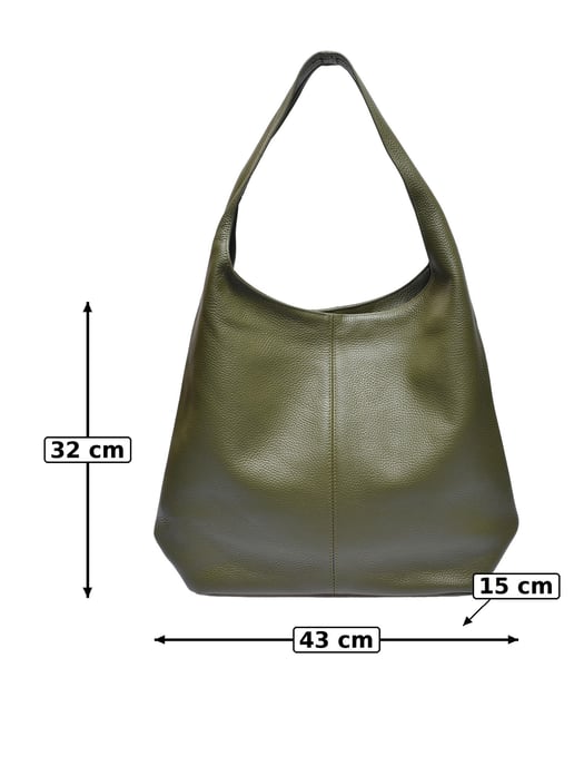 Anna Luchini Khaki Cowhide Leather Bag - Image 5