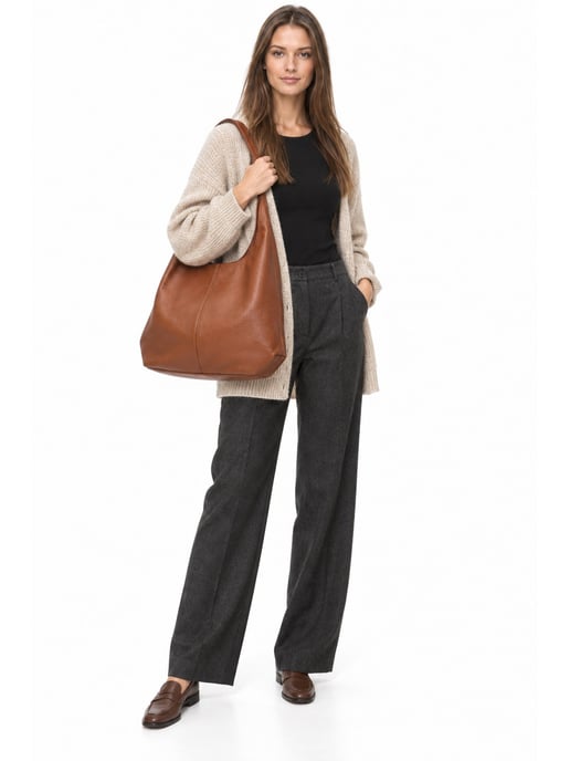 Anna Luchini Brown Cowhide Leather Bag - Image 6