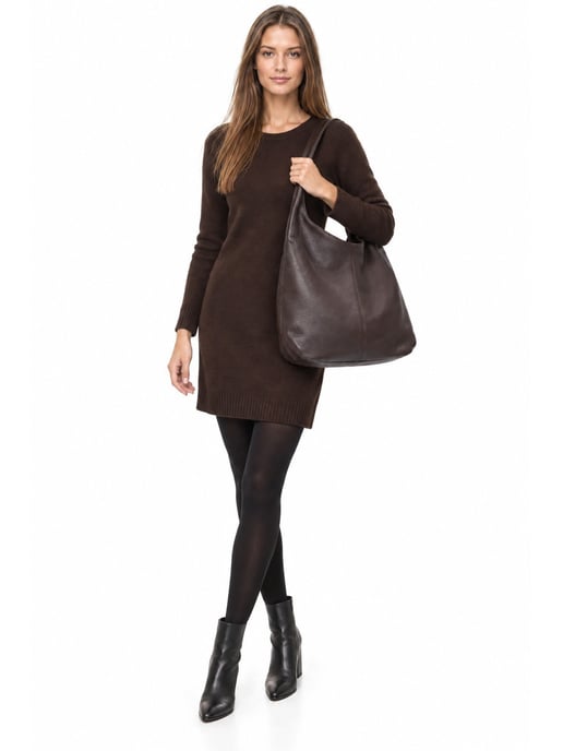 Anna Luchini Chestnut Brown Cowhide Leather Bag - Image 3