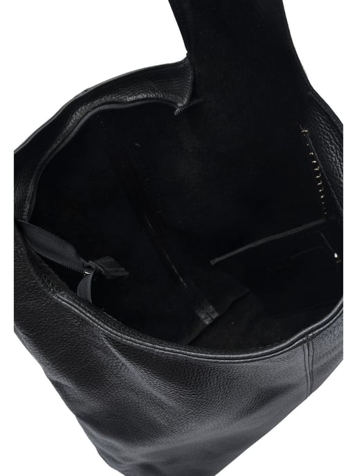 Anna Luchini Zwart Rundleer Tas - Image 4