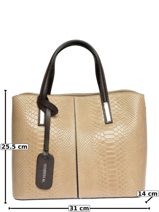 Roberta M Beige Cow Leather Bag - Image 6