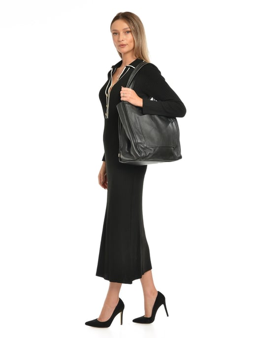 Isabella Rhea Black Cowhide Leather Bag - Image 5