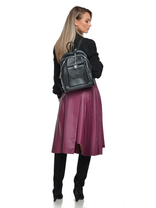 Anna Luchini Zwart Rundleer Tas - Image 5