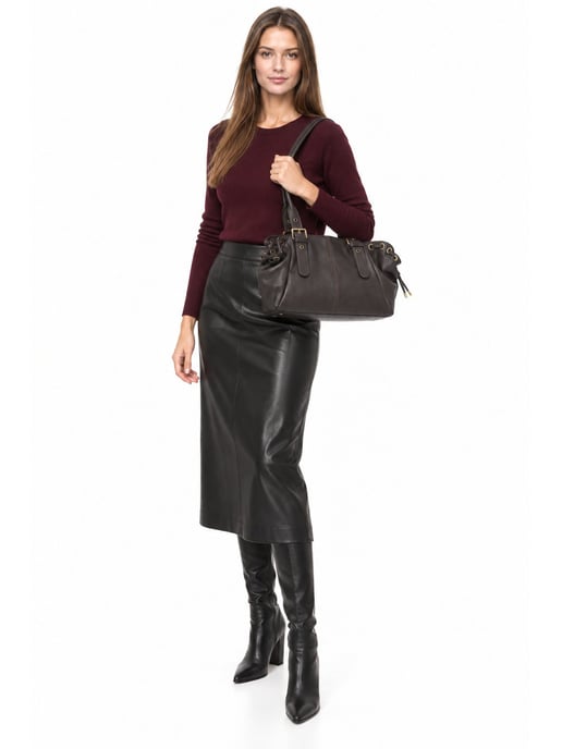 Anna Luchini Chestnut Brown Cowhide Leather Bag - Image 4