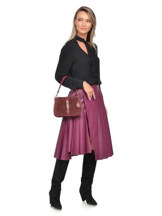 Isabella Rhea Burgundy Cowhide Leather Bag - Image 5