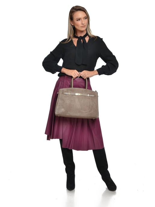 Isabella Rhea Beige Cowhide Leather Bag - Image 5