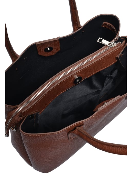 Anna Luchini Chestnut Brown Cowhide Leather Bag - Image 4