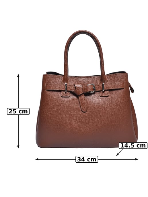 Anna Luchini Chestnut Brown Cowhide Leather Bag - Image 5