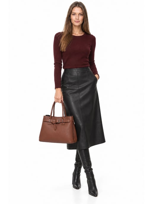 Anna Luchini Chestnut Brown Cowhide Leather Bag - Image 6