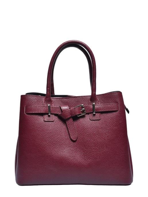 Anna Luchini Wine-Coloured Cowhide Leather Bag - Image 1
