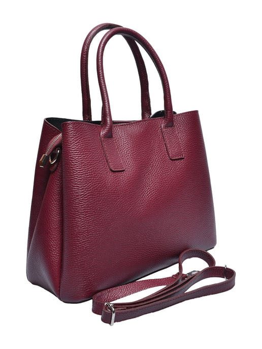 Anna Luchini Wine-Coloured Cowhide Leather Bag - Image 2
