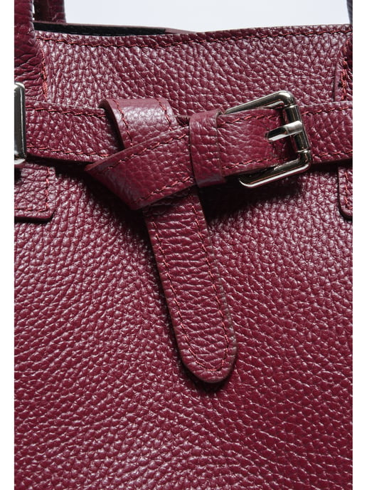 Anna Luchini Wine-Coloured Cowhide Leather Bag - Image 3