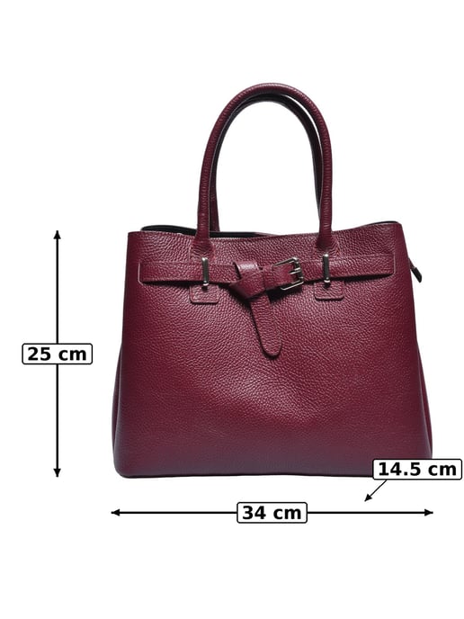 Anna Luchini Wine-Coloured Cowhide Leather Bag - Image 5