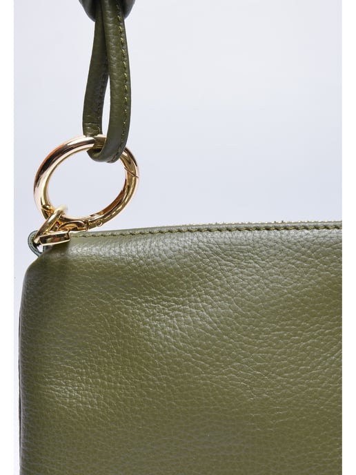 Anna Luchini Khaki Rundleer Tas - Image 3