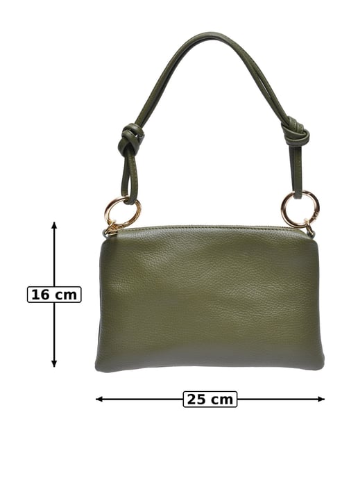Anna Luchini Khaki Rundleer Tas - Image 5