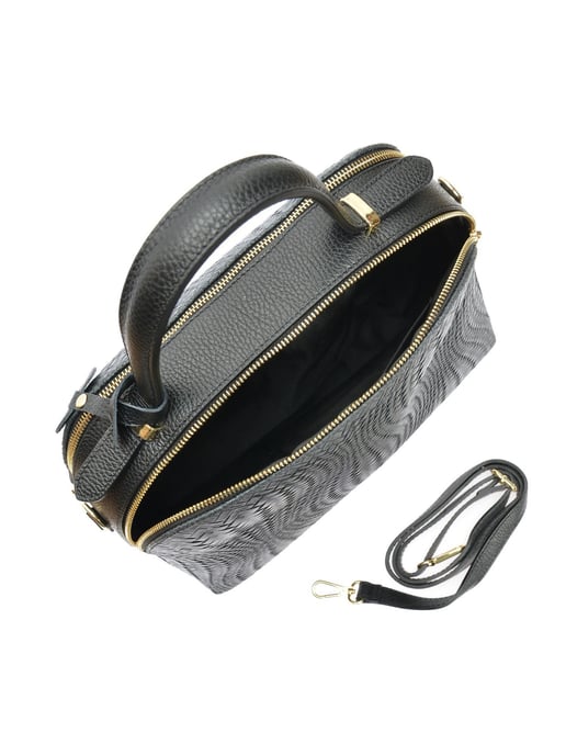 Isabella Rhea Black Cowhide Leather Bag - Image 4