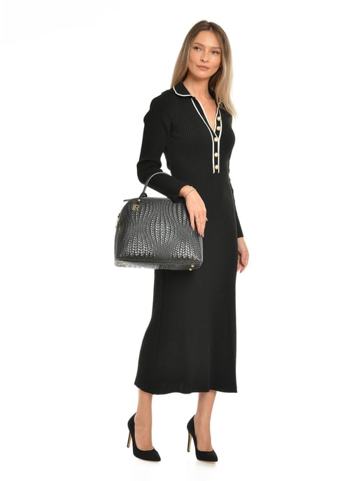 Isabella Rhea Black Cowhide Leather Bag - Image 5