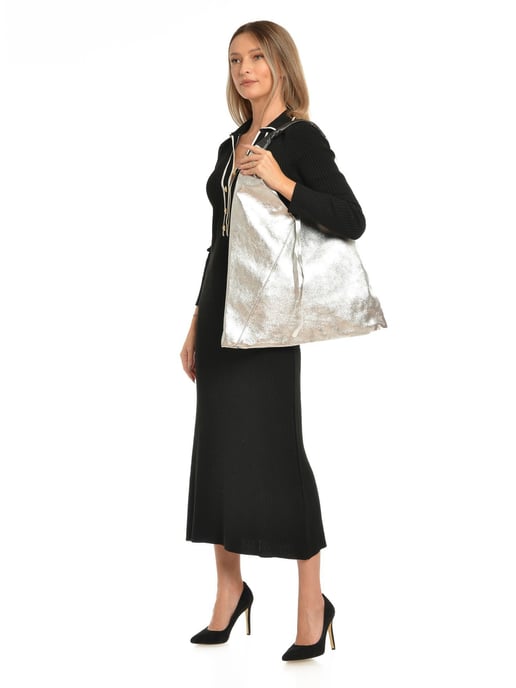 Isabella Rhea Silver Cowhide Leather Bag - Image 5