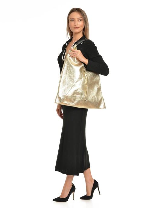 Isabella Rhea Gold Cowhide Leather Bag - Image 5