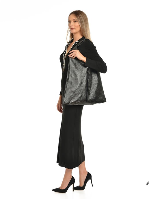 Isabella Rhea Black Cowhide Leather Bag - Image 5