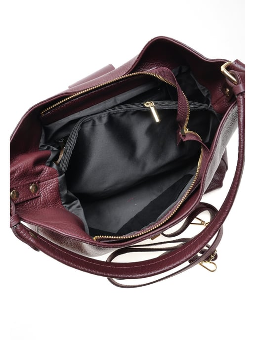 Roberta M Burgundy Cow Leather Bag - Image 4