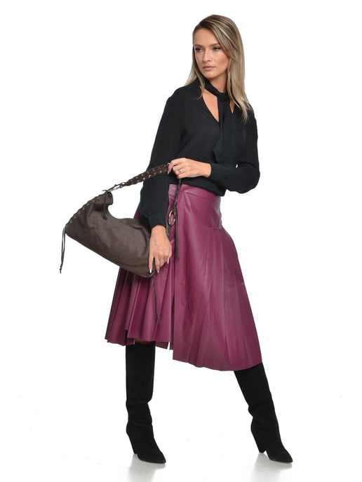 Anna Luchini Chestnut Brown Cowhide Leather Bag - Image 5