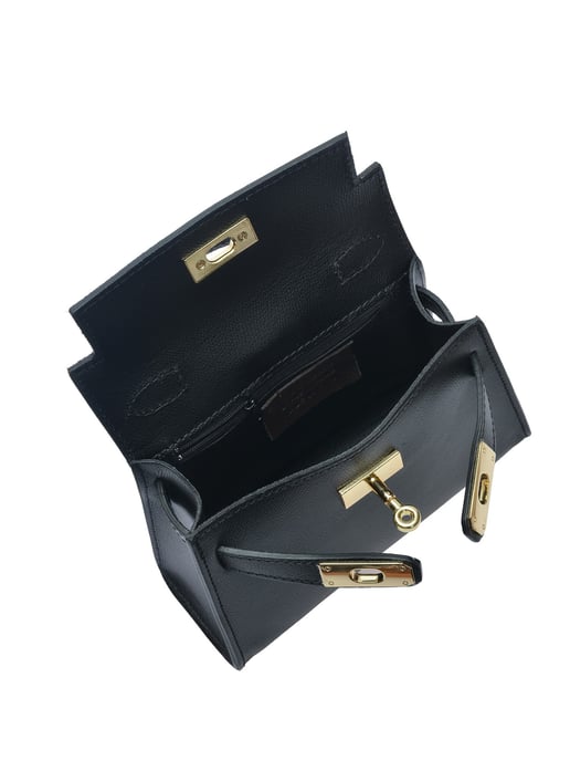 Isabella Rhea Black Cowhide Leather Bag - Image 4